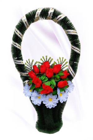Корзина Лолита средняя бутоны + ромашка 86/45, ритуальная корзина лолита средняя бутоны + ромашка 86/45